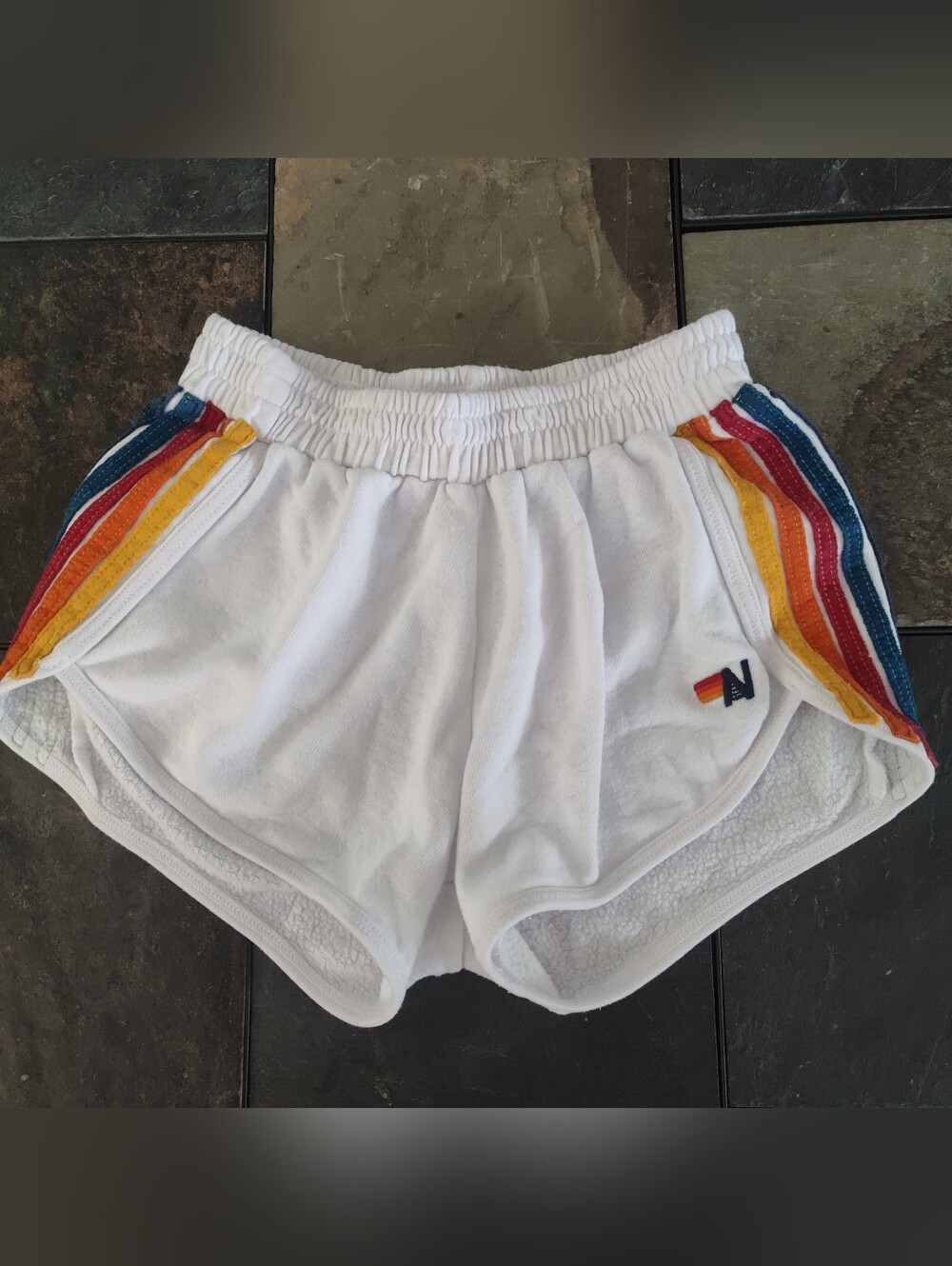Aviator Nation vintage white Shorts 🌈 Five Stripe XS
